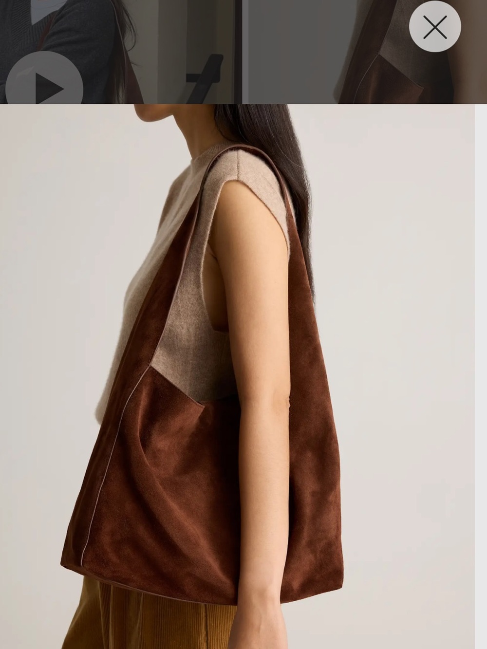 Quince Chocolate Brown Suede Tote - Picture 10 of 10